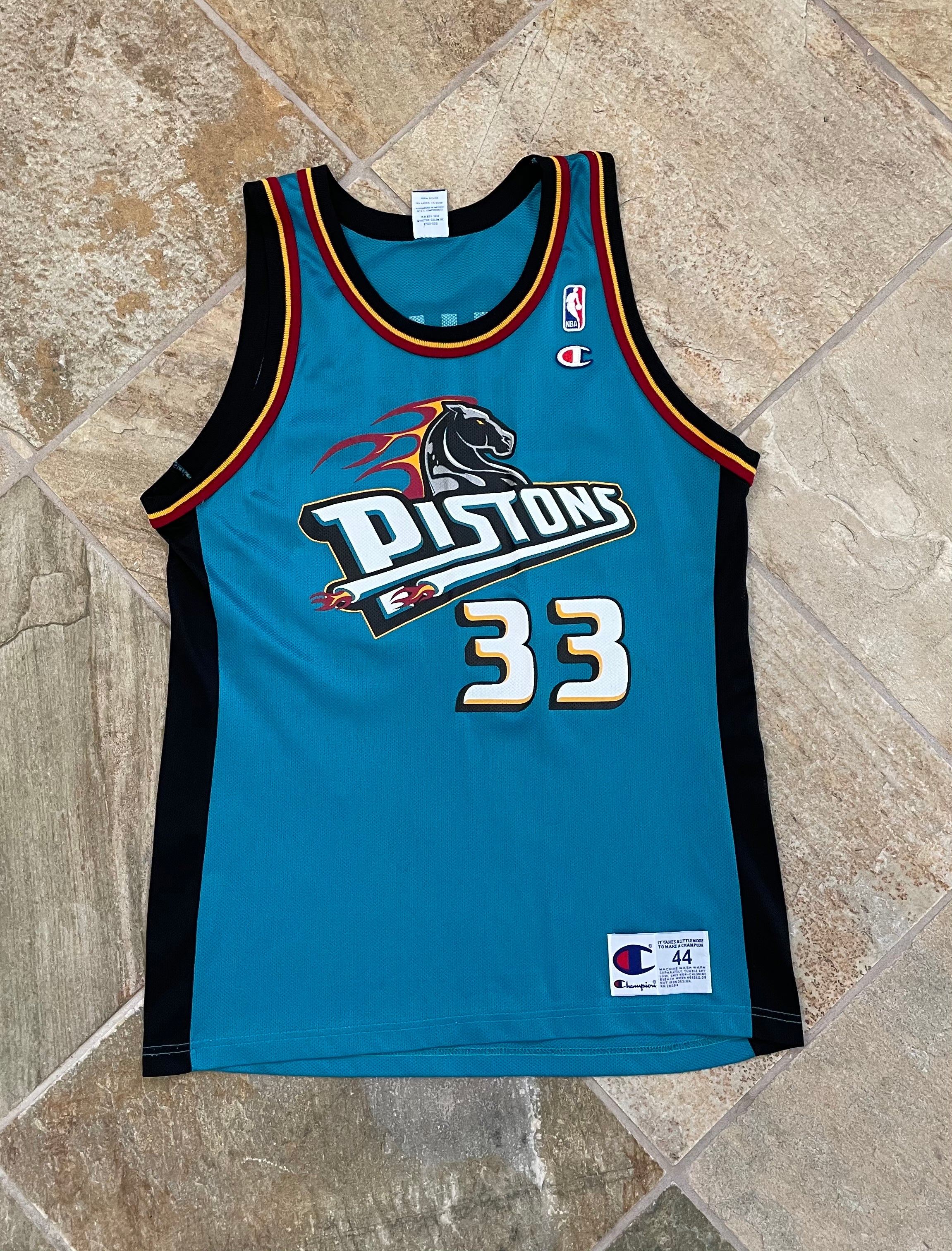 Size 44. Piston 33 Hill 90s NBA Jersey Made in USA by -  Sweden