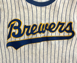 Vintage Milwaukee Brewers Pinstripe Baseball Sweatshirt, Size Large