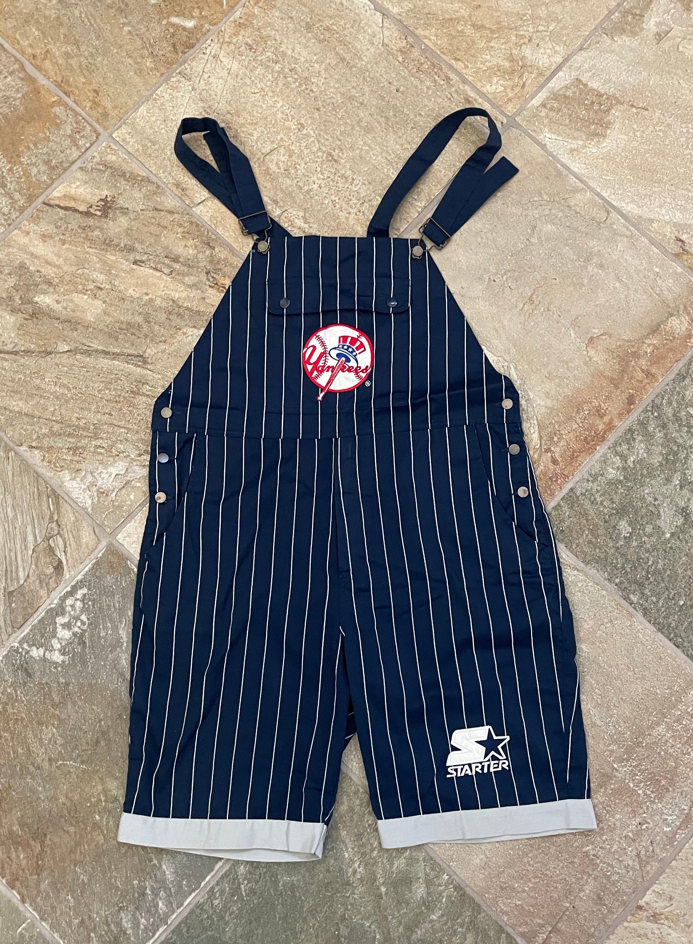 Vintage New York Yankees Starter Pin Stripe Overalls Baseball Shorts, –  Stuck In The 90s Sports