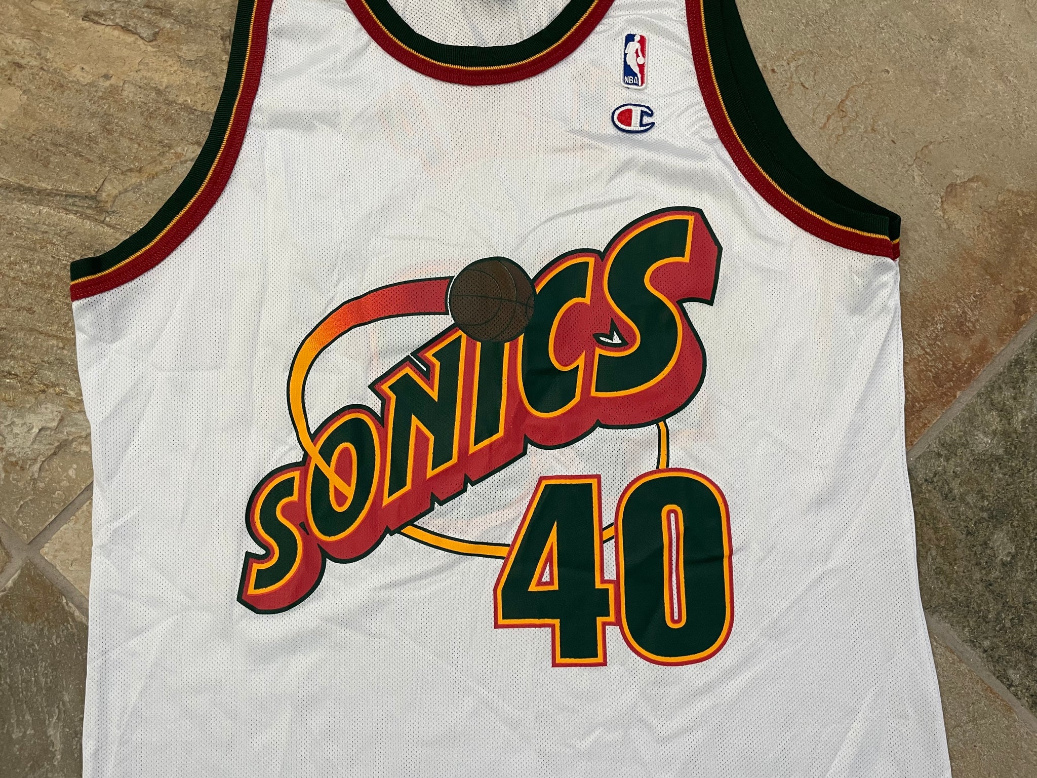 Vintage 90s Seattle Supersonics Shawn Kemp Champion Authentic Jersey