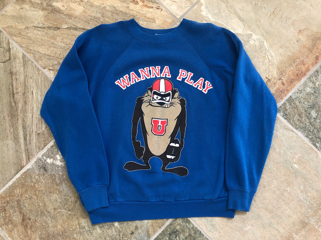 Vintage Tasmanian Devil Looney Tunes Football Sweatshirt, Size Large