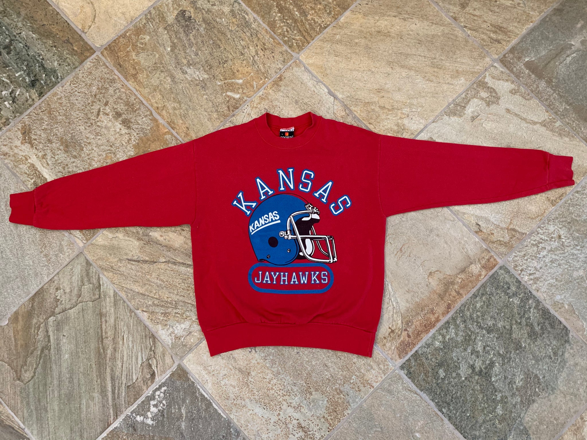 Vintage Kansas Jayhawks College Football Sweatshirt Size Large