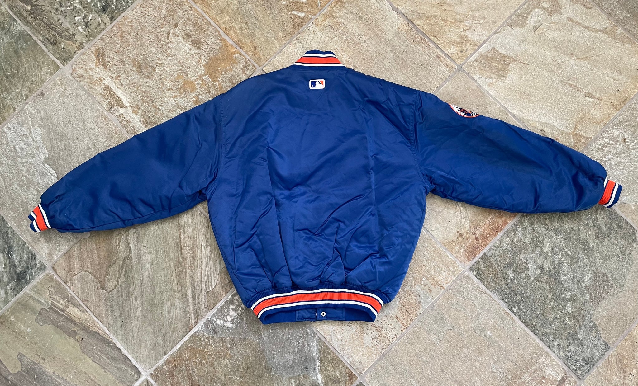 Vintage MLB New York Mets Satin Starter Jacket Size Medium Royal Blue Nylon