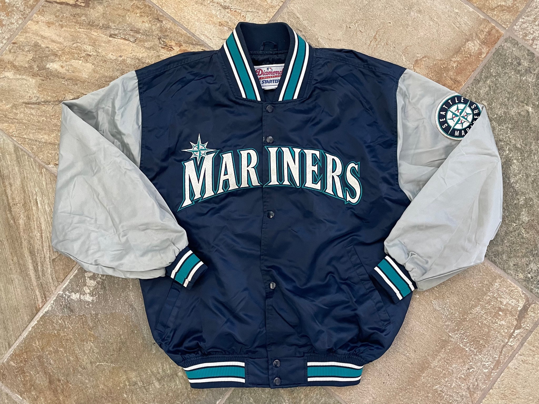 Seattle Mariners 90s vintage MLB satin bomber jacket. Made in
