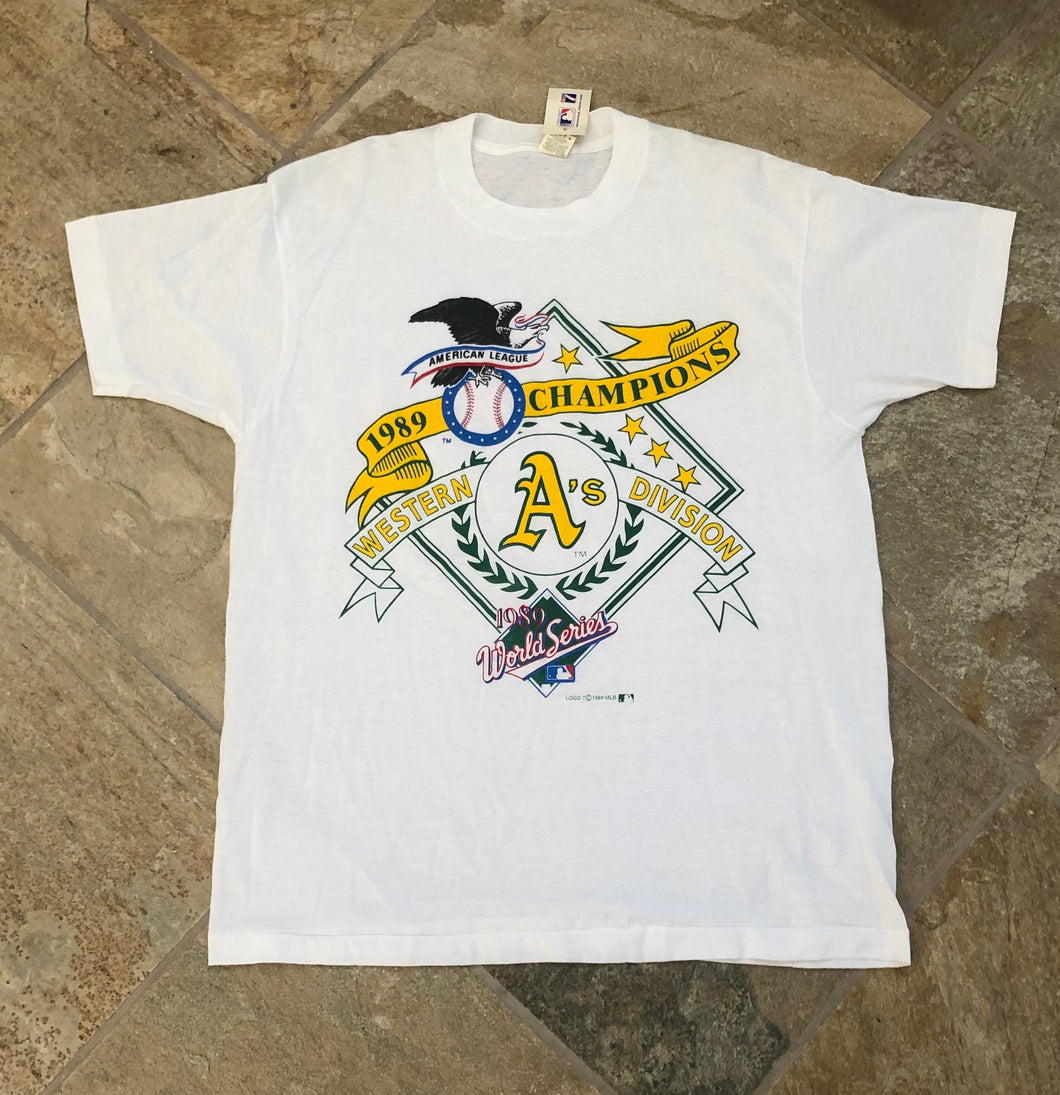 Vintage Oakland Athletics 1989 World Series Screen Baseball Tshirt, Size XL