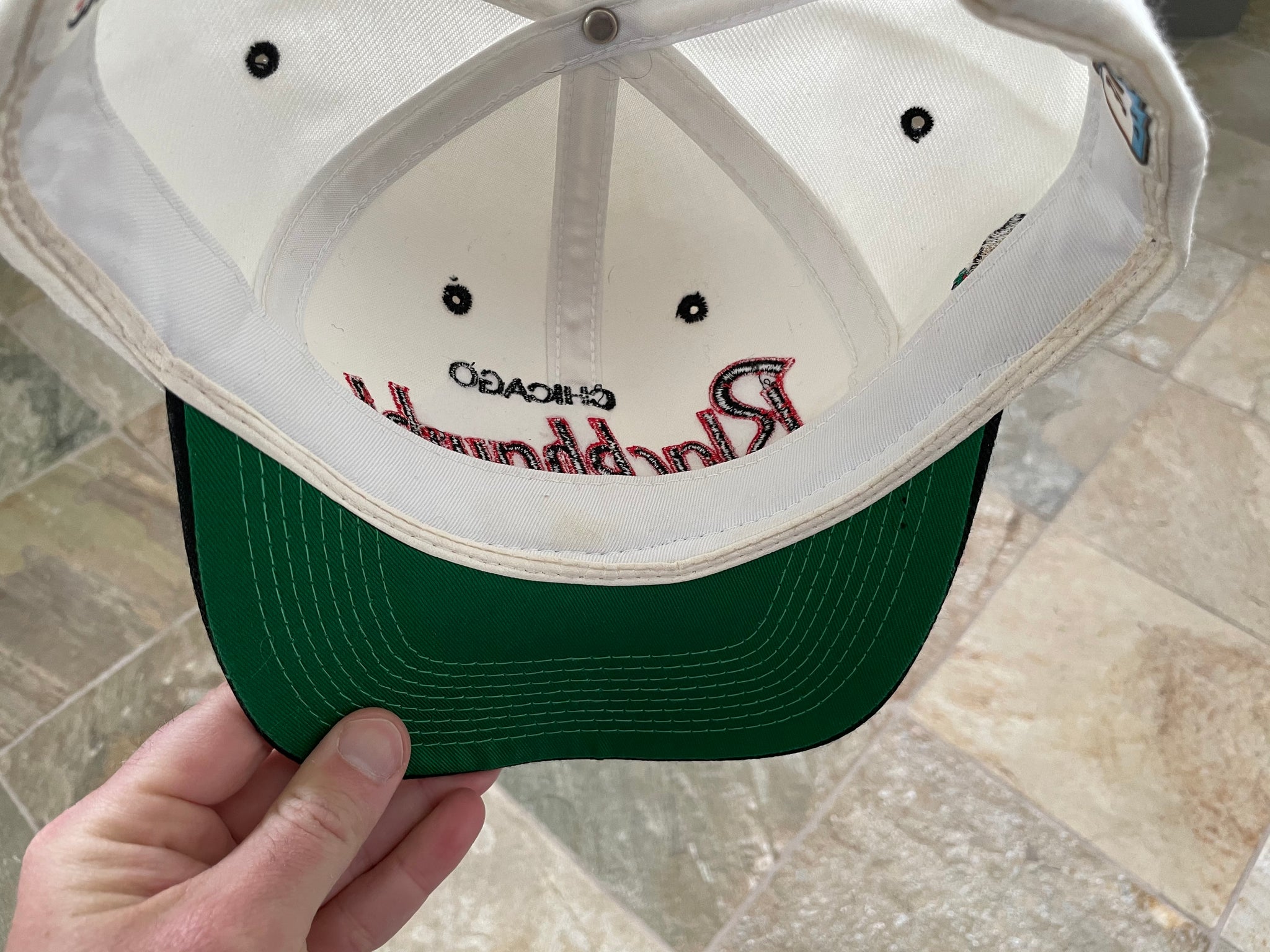 Vintage Chicago Blackhawks Snapback Hat Sports Specialties Laser Shadow  Script