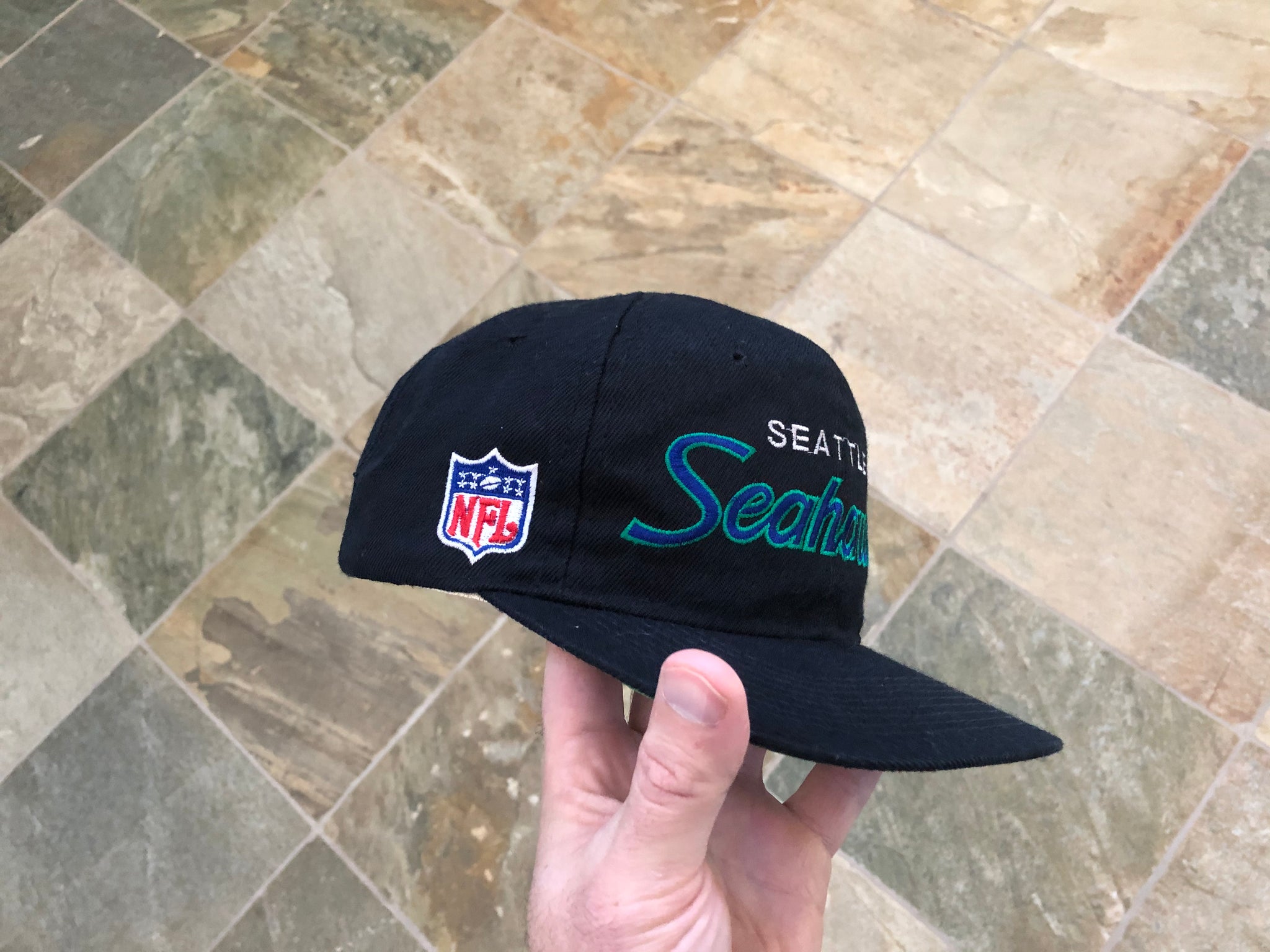 SEATTLE SEAHAWKS Vintage Snapback Script Hat Cap Vintage 90s 