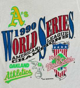 Vintage Oakland Athletics 1990 World Series Baseball Tshirt, Size Medium
