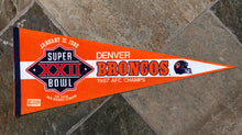 Load image into Gallery viewer, Vintage Denver Broncos Super Bowl XXII NFL Football Pennant