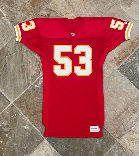 Vintage Kansas City Chiefs Mike Webster Wilson Game Worn Football Jersey, 48, XL