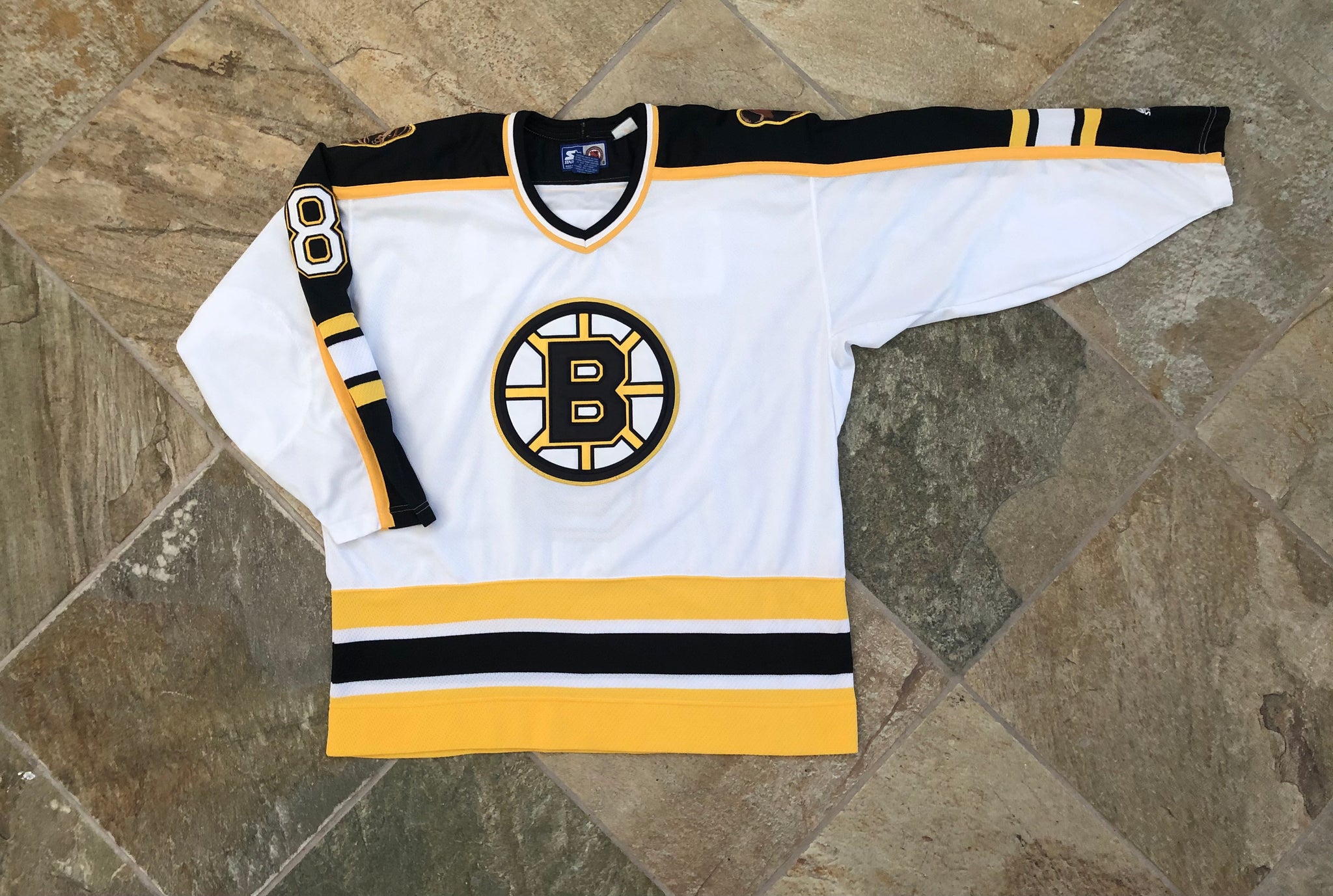Vintage Starter Boston Bruins #4 NHL Hockey Jersey Black Yellow Size Medium