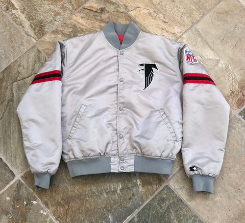 Vintage Atlanta Falcons Starter Silver Satin Football Jacket, Size Large