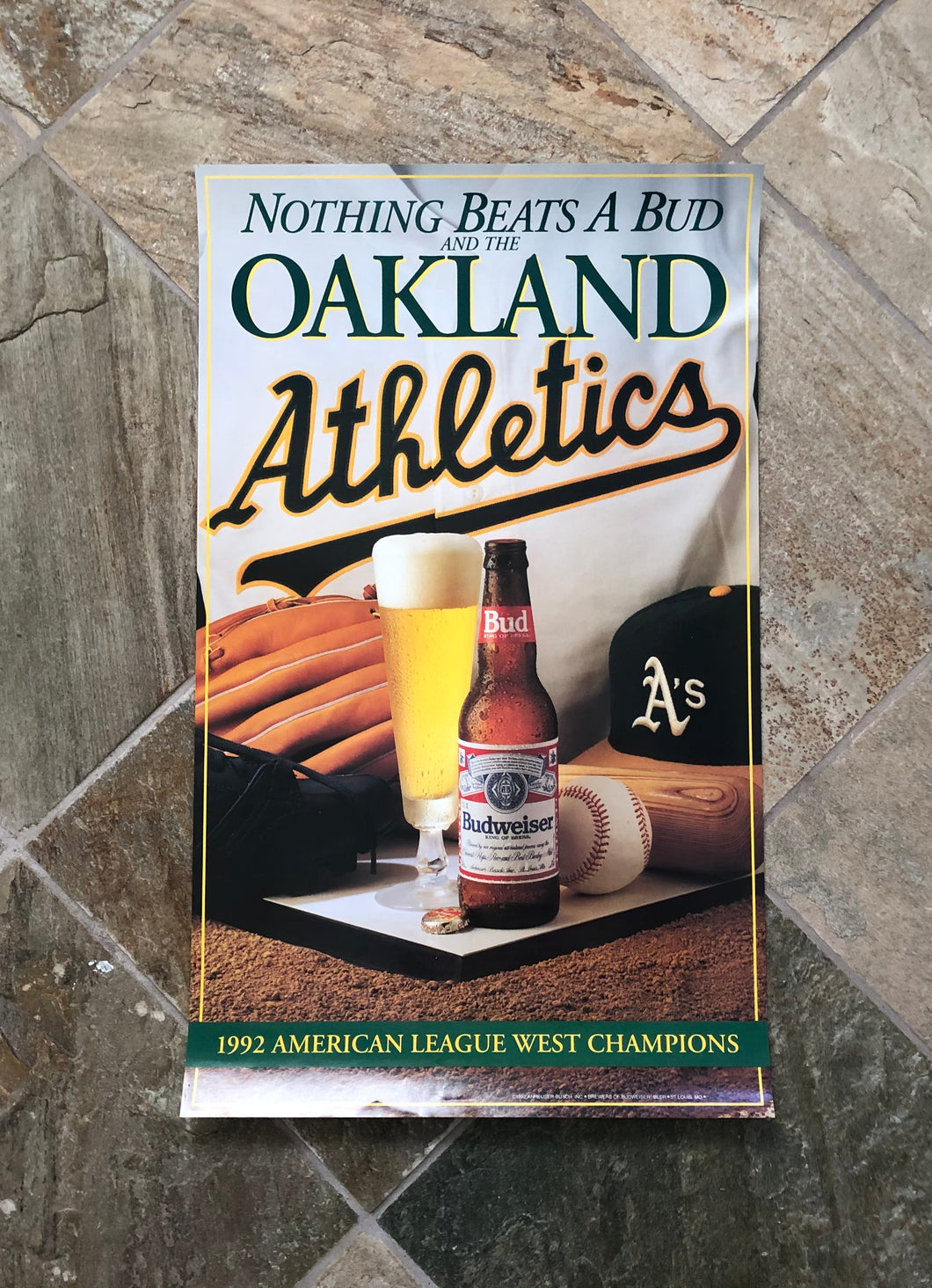 Vintage Oakland Athletics Budweiser Team MLB Baseball Poster
