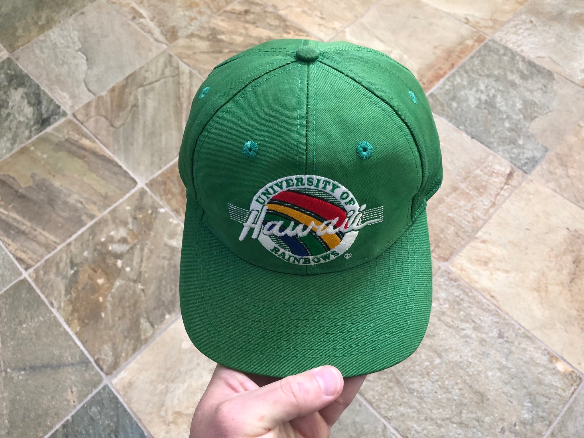 90's University of Hawaii Rainbows The Game Circle Logo Script NCAA  Snapback Hat – Rare VNTG