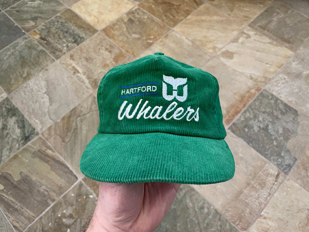 Vintage Hartford Whalers Annco Corduroy Script Snapback Hockey Hat