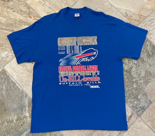 Vintage Buffalo Bills Greatest Comeback Trench Football Tshirt, Size XL