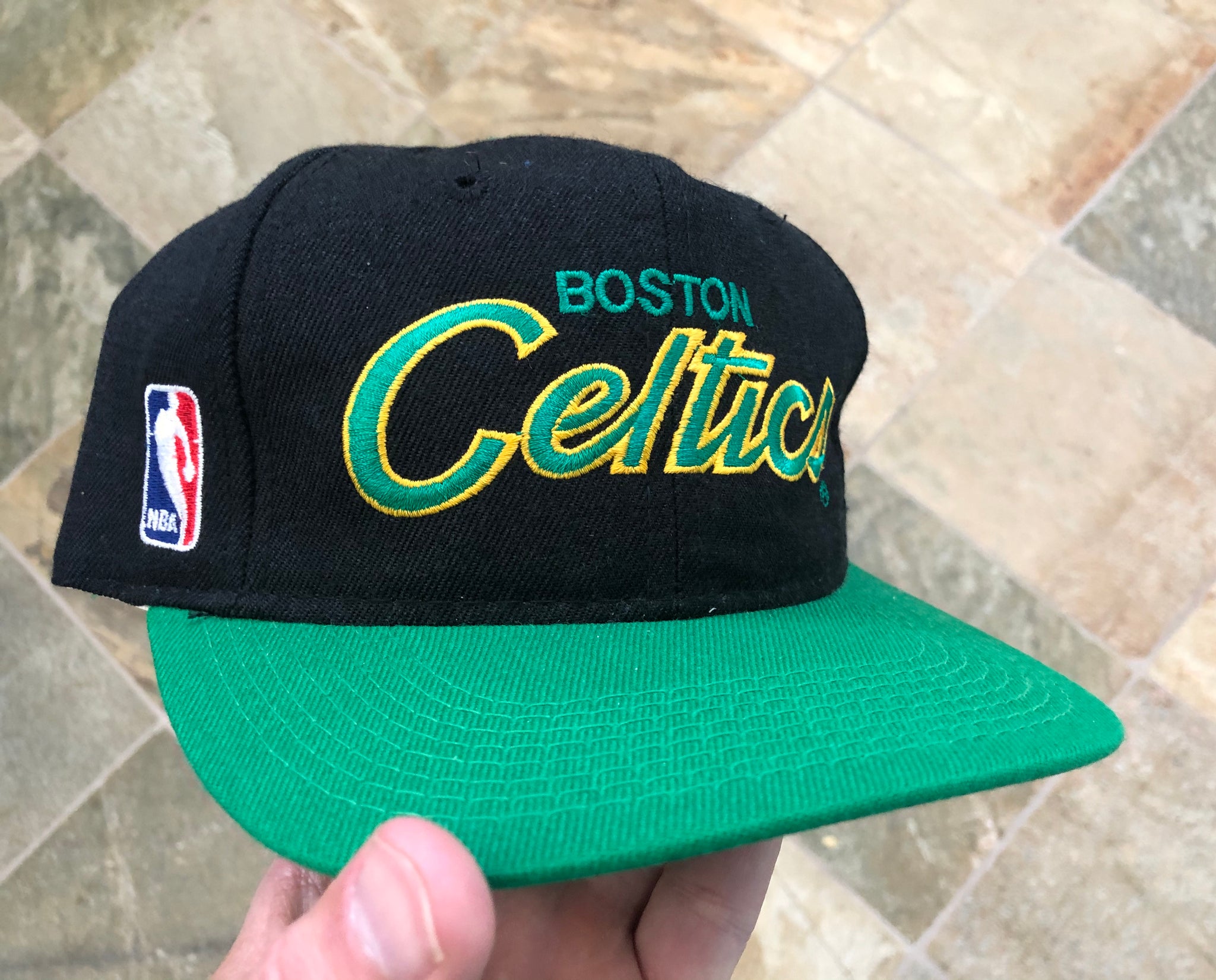 90's Boston Celtics Sports Specialties Script NBA Snapback Hat