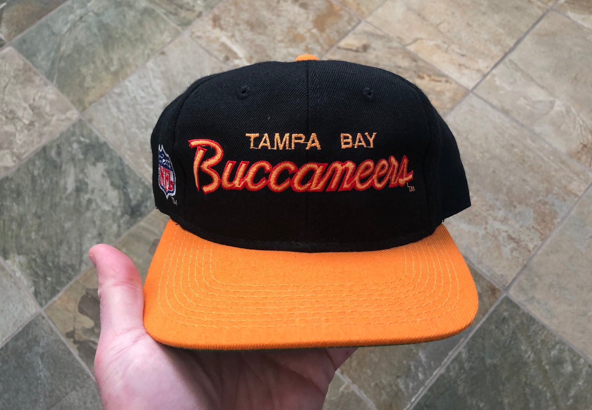 Vintage Sports Specialties Single Script Tampa Bay Buccaneers Snapback Hat NFL