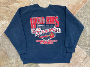 Vintage Atlanta Braves 1991 World Series Baseball Sweatshirt, Size Large