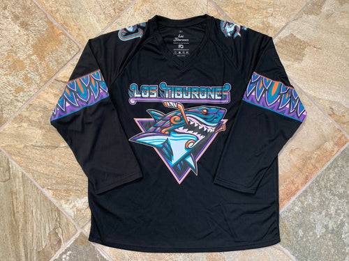 San Jose SJ Sharks Los Tiburones Latin heritage stadium giveaway SGA Hockey Jersey, Size Medium