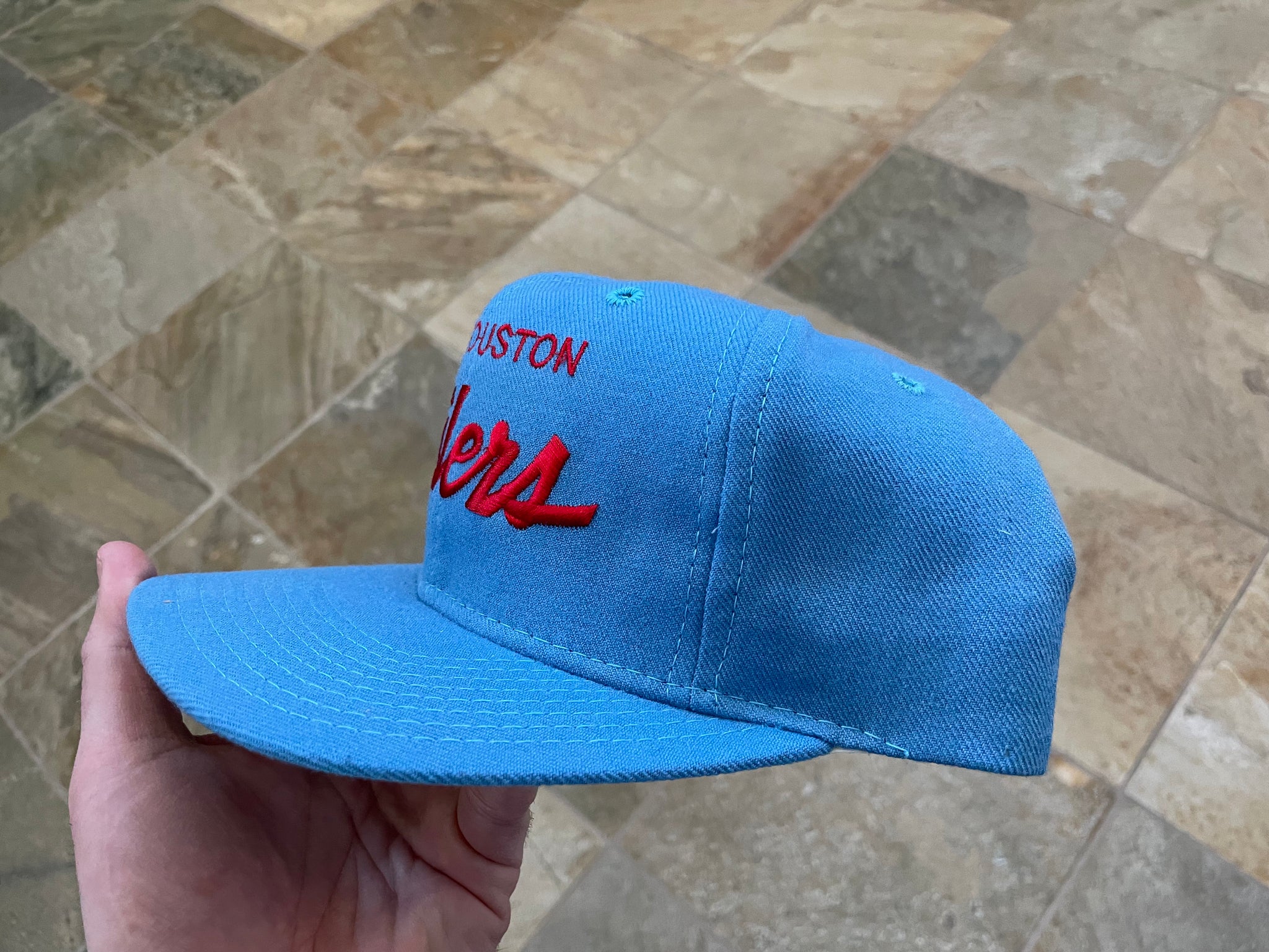 Youth Houston Oilers Mitchell & Ness Light Blue/Red Retro Script