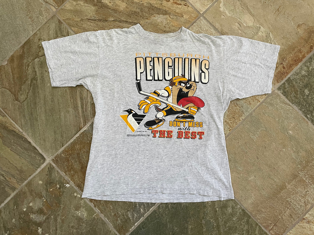 Vintage Pittsburgh Penguins Taz Looney Tunes Hockey Shirt, Size Medium