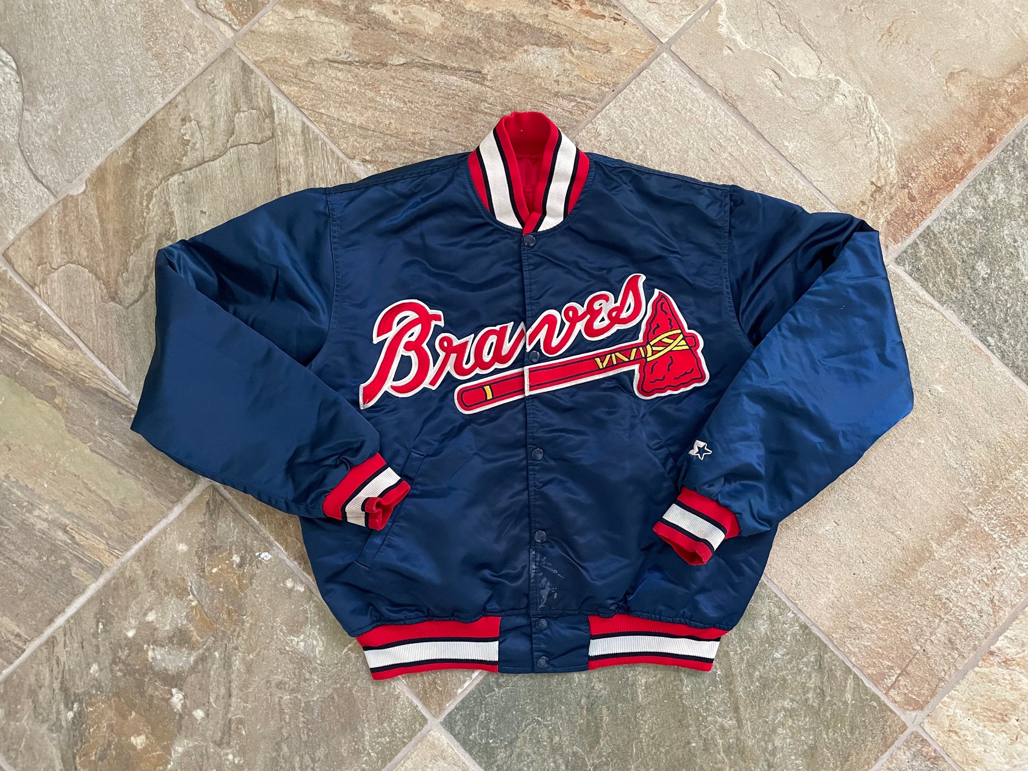 Vintage Atlanta Braves Starter Satin Baseball Jacket, Size Large