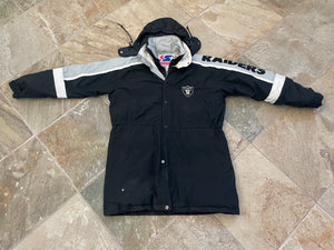 Vintage Oakland Raiders Starter Trench Coat Parka Football Jacket, Size Large
