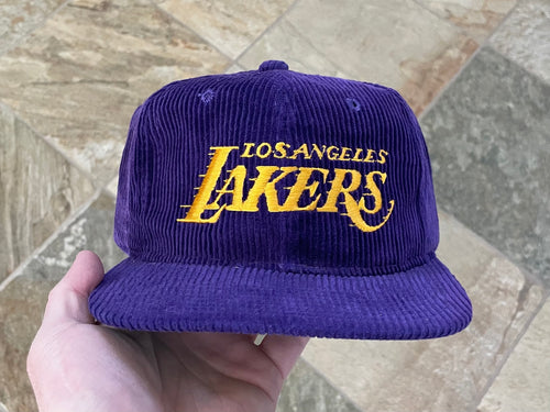 Vintage Los Angeles Lakers Sports Specialties Script Corduroy Snapback Basketball Hat