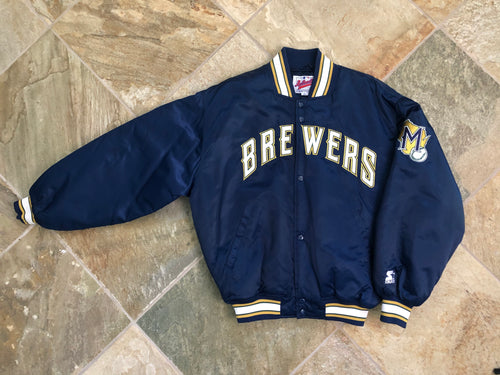 Vintage Milwaukee Brewers Starter Satin Baseball Jacket, Size Large