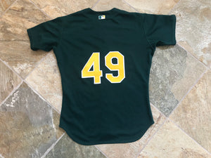 Vintage Oakland Athletics Game Worn, Team Issued mike fyhrie Rawlings baseball jersey, Size 46, Large