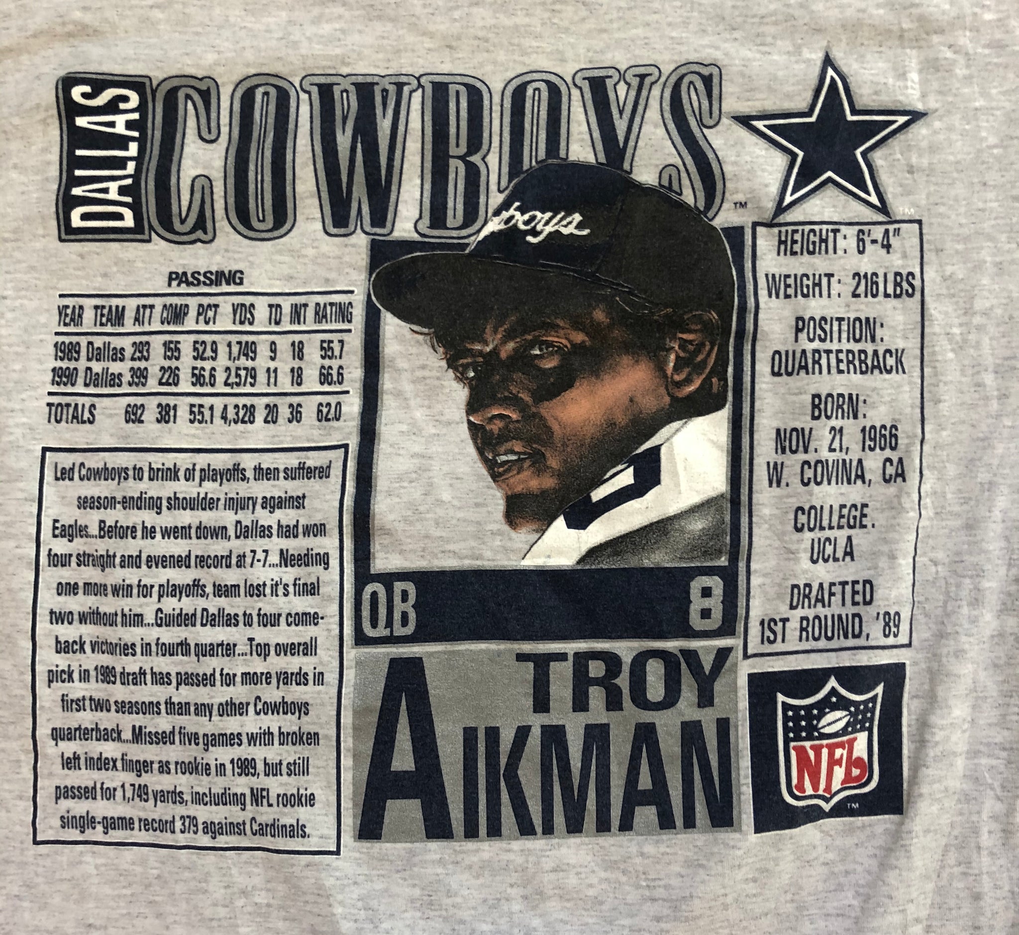 Vintage Dallas Cowboys Troy Aikman Shirt Size YOUTH Large