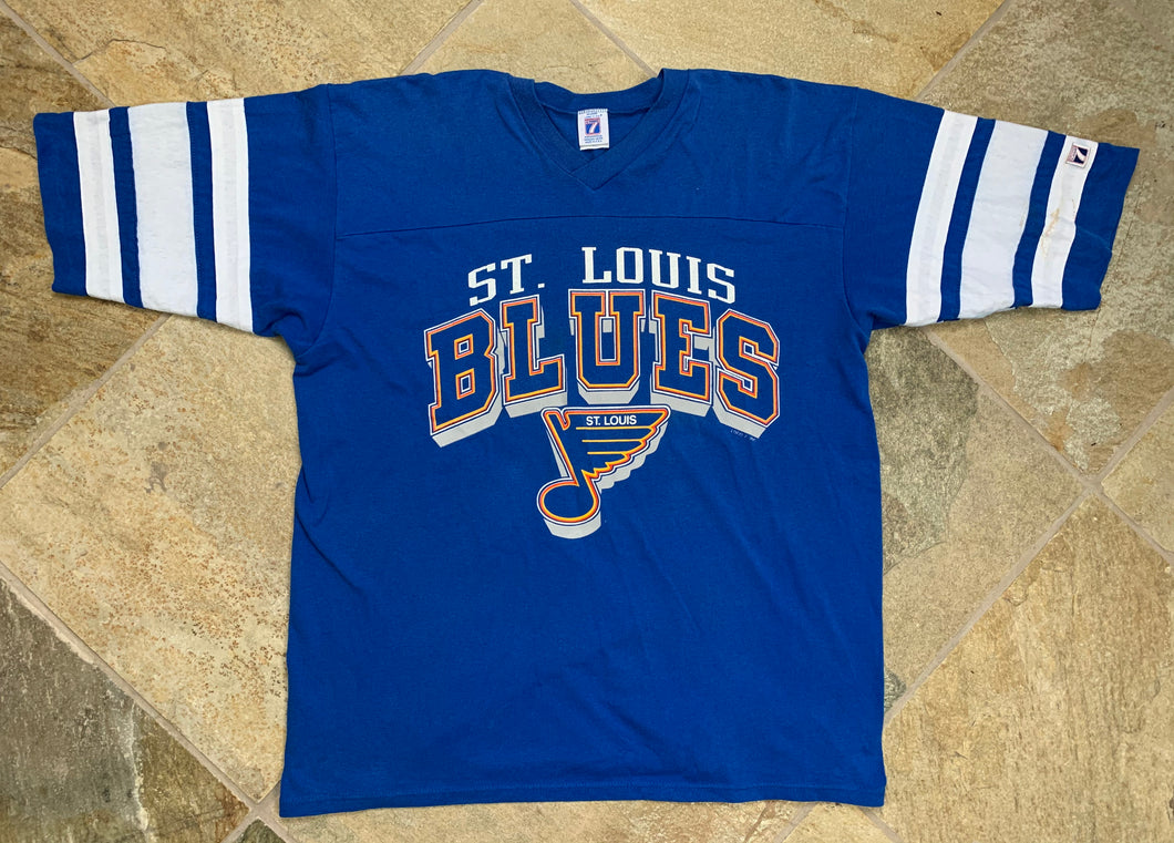ST LOUIS BLUES LOGO NHL SHORT SLEEVE BLUE HOCKEY T-SHIRT SIZE XL KIDS