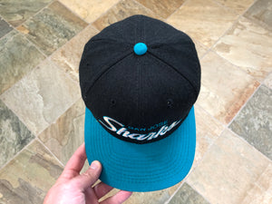 Vintage San Jose Sharks Sports Specialties Script SnapBack Hockey Hat.