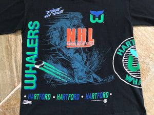 Vintage Hartford Whalers Salem Sportswear All Over Print Hockey Tshirt, Size Large