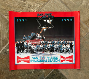 Vintage San Jose Sharks Innagural Team NHL Hockey Poster