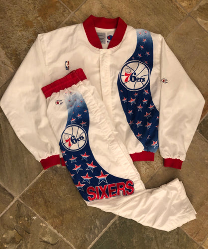 Vintage Philadelphia 76ers Champion Warm Up Suit Basketball Jacket, Size Large and XL