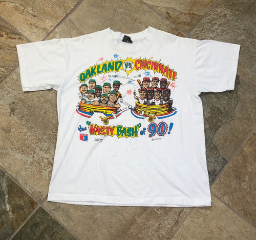 Vintage Oakland Athletics Cincinnati Reds World Series Baseball Tshirt, Size Large