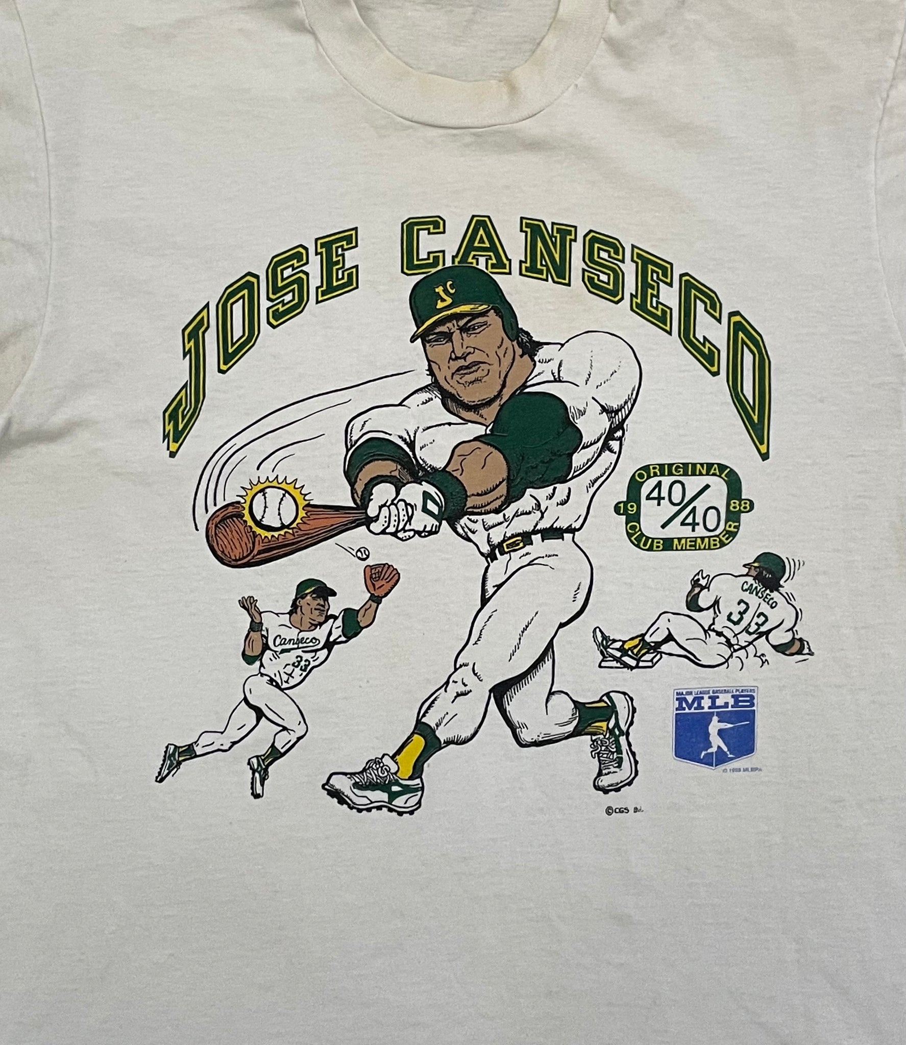 Vintage 90's Oakland A's Athletics Baseball Caricature White T