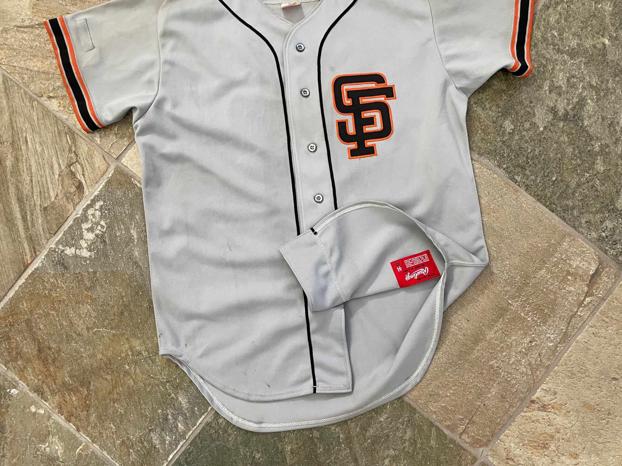 AUTHENTIC VINTAGE SF GIANTS JERSEY 46 LARGE RAWLINGS GREY BASEBALL 1980S