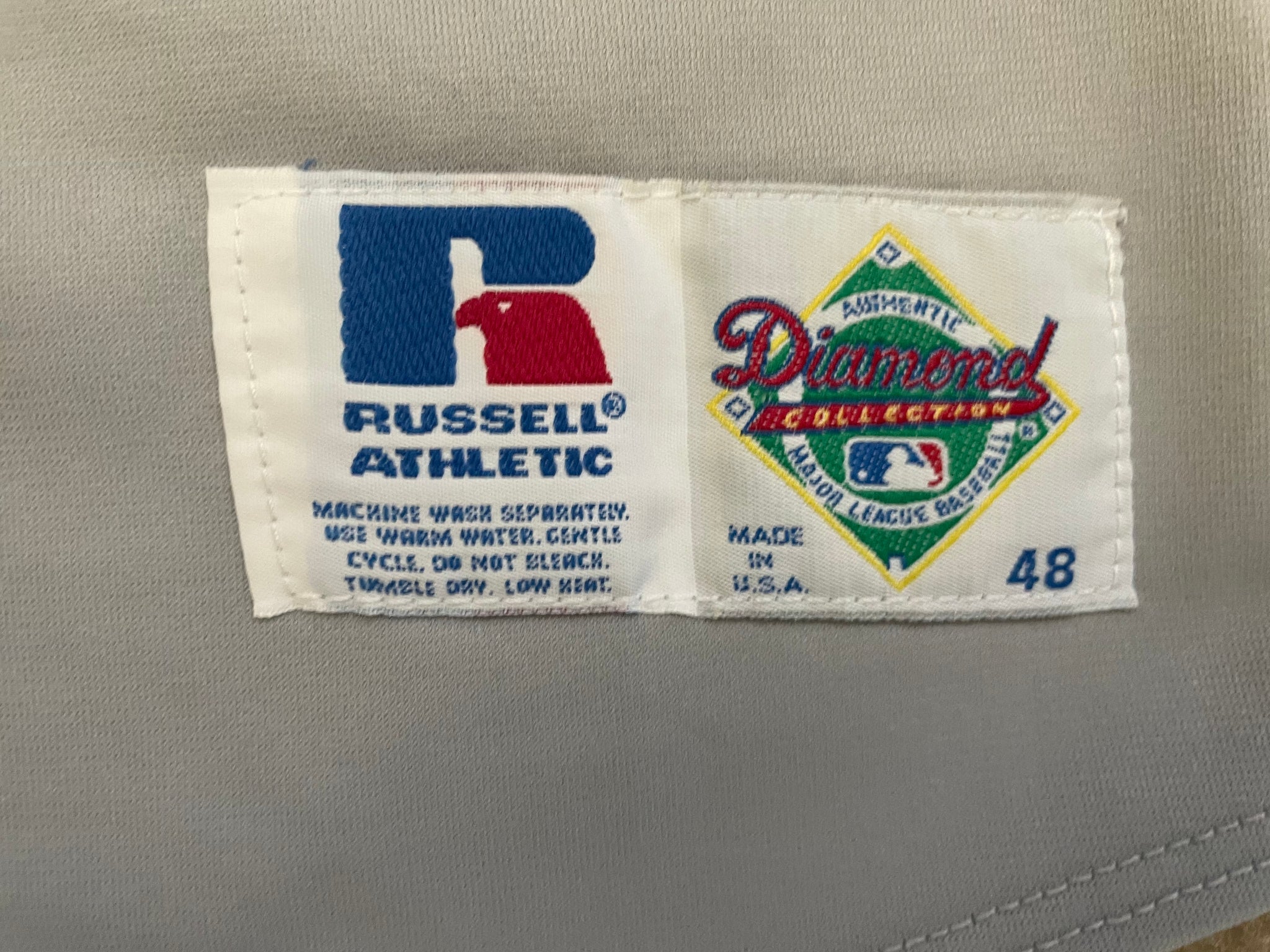 Vtg 90s Atlanta Braves Jersey White L Russell Athletic MLB Baseball Team Made in USA