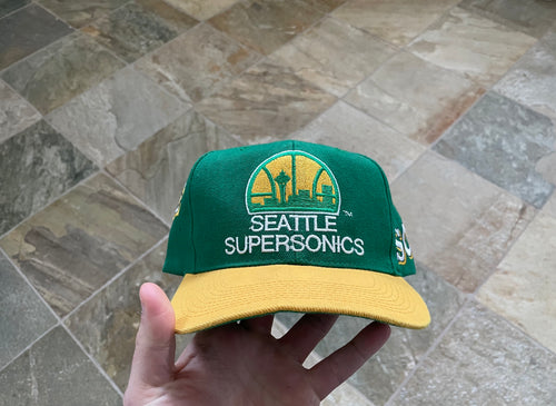 Vintage Seattle SuperSonics Sports Specialties Side Script Snapback Basketball Hat