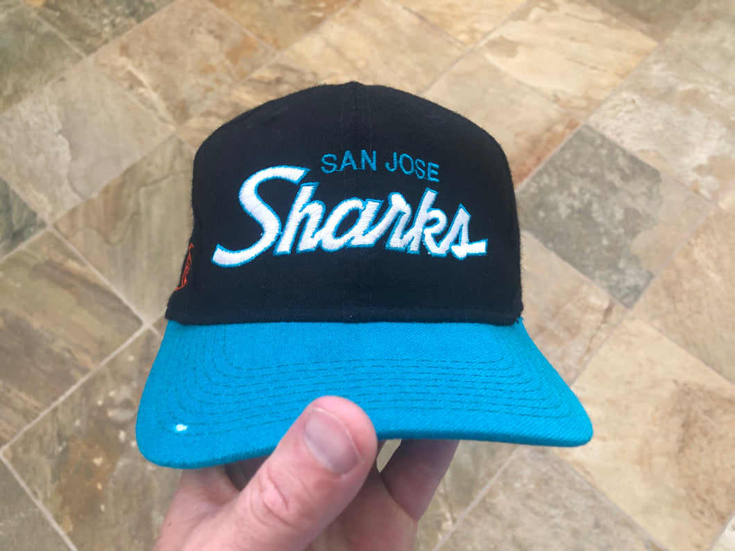 Vintage San Jose Sharks Sports Specialties Script Fitted Hockey Hat, Size 7 1/2