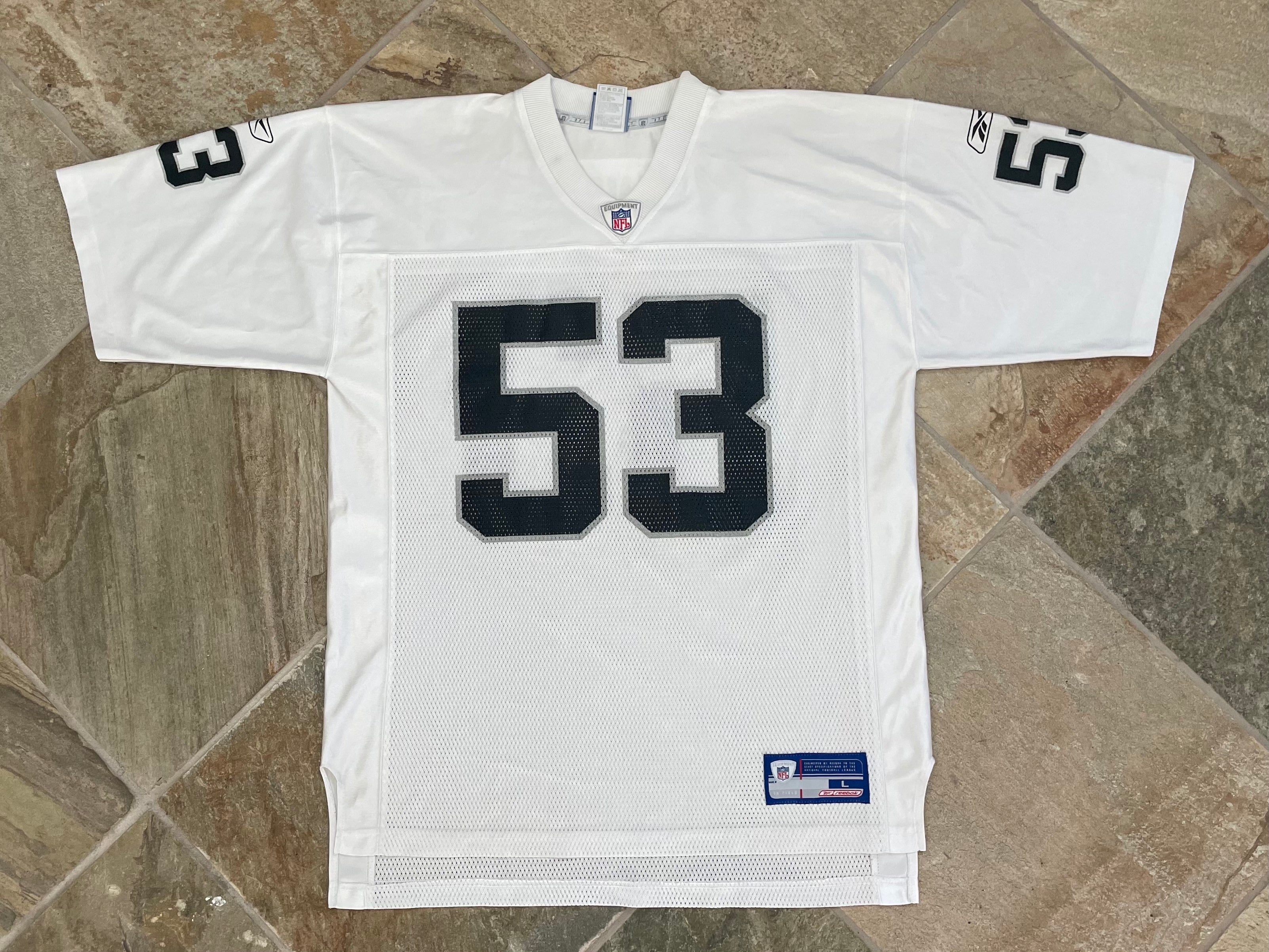 2002-03 OAKLAND RAIDERS T. BROWN #81 REEBOK ON FIELD JERSEY (ALTERNATE) Y