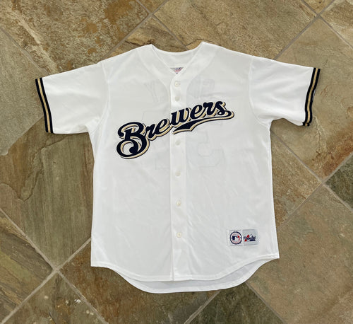 Vintage Milwaukee Brewers Junior Spivey Majestic Baseball Jersey, Size Large