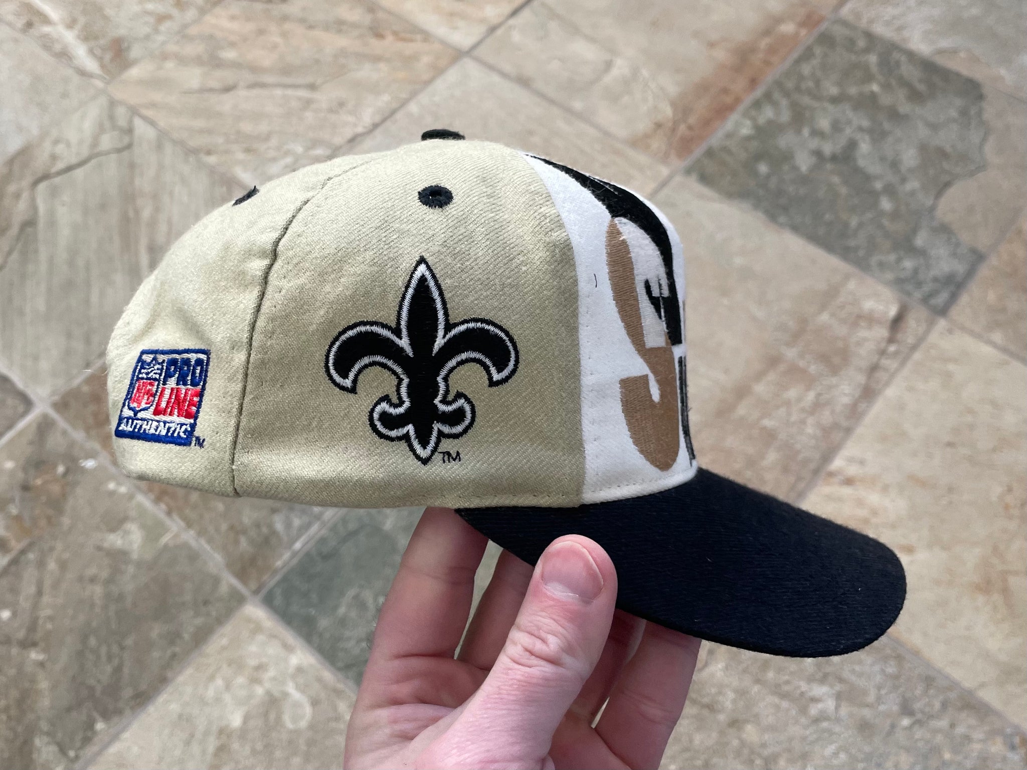 Vintage New Orleans Saints Logo Athletic Shark Tooth Snapback Hat Nfl 90s  Black