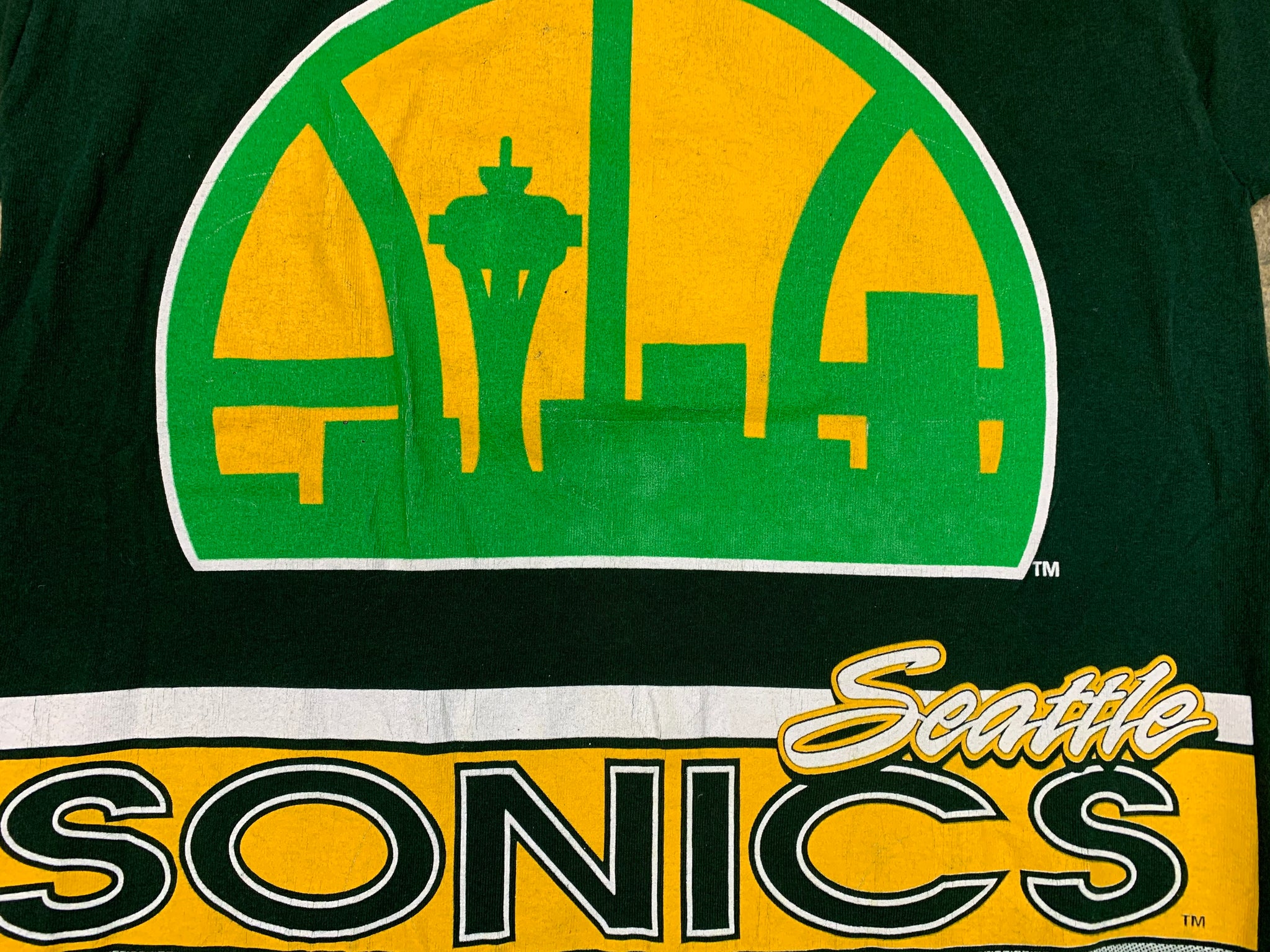 Vintage 90s Seattle Supersonics Sweatshirt Sz XL Logo Basketball hoodie  green