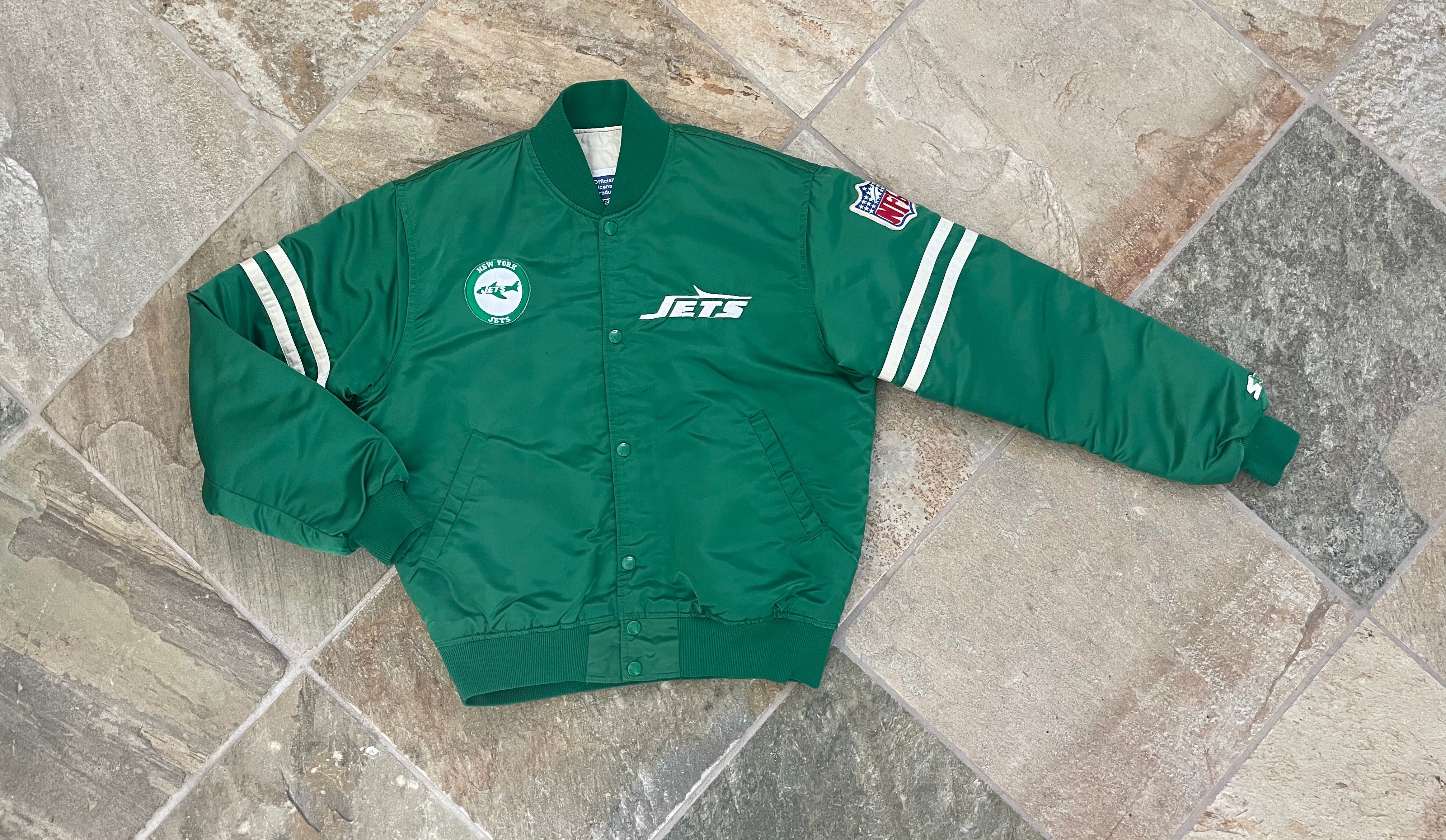 Vintage 80s NY Jets Starter Satin Jacket L NFL Football Green Proline New  York