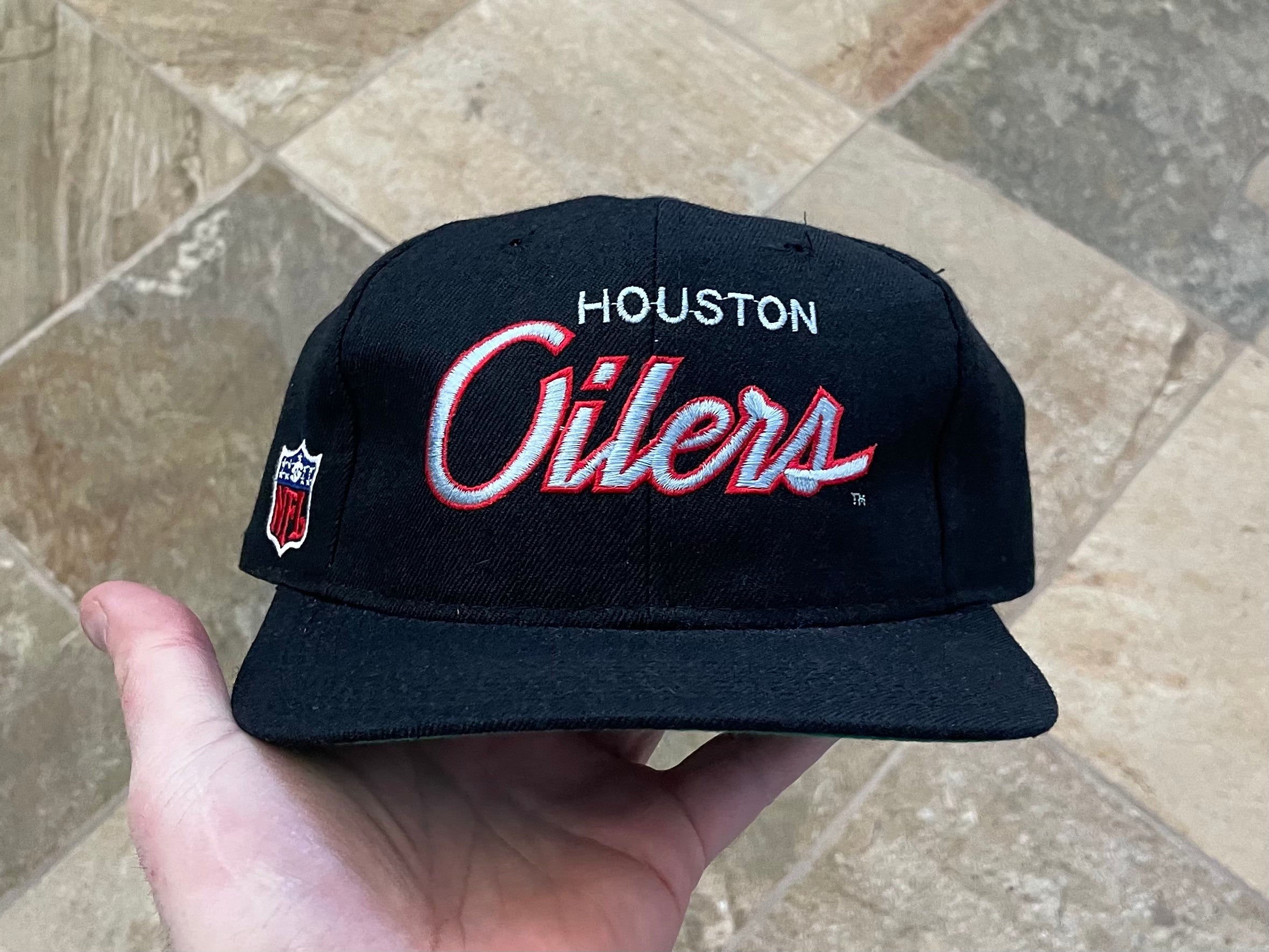 Vintage Houston Oilers 90s Sports Specialties Script Twill Snapback Cap Hat  Rare