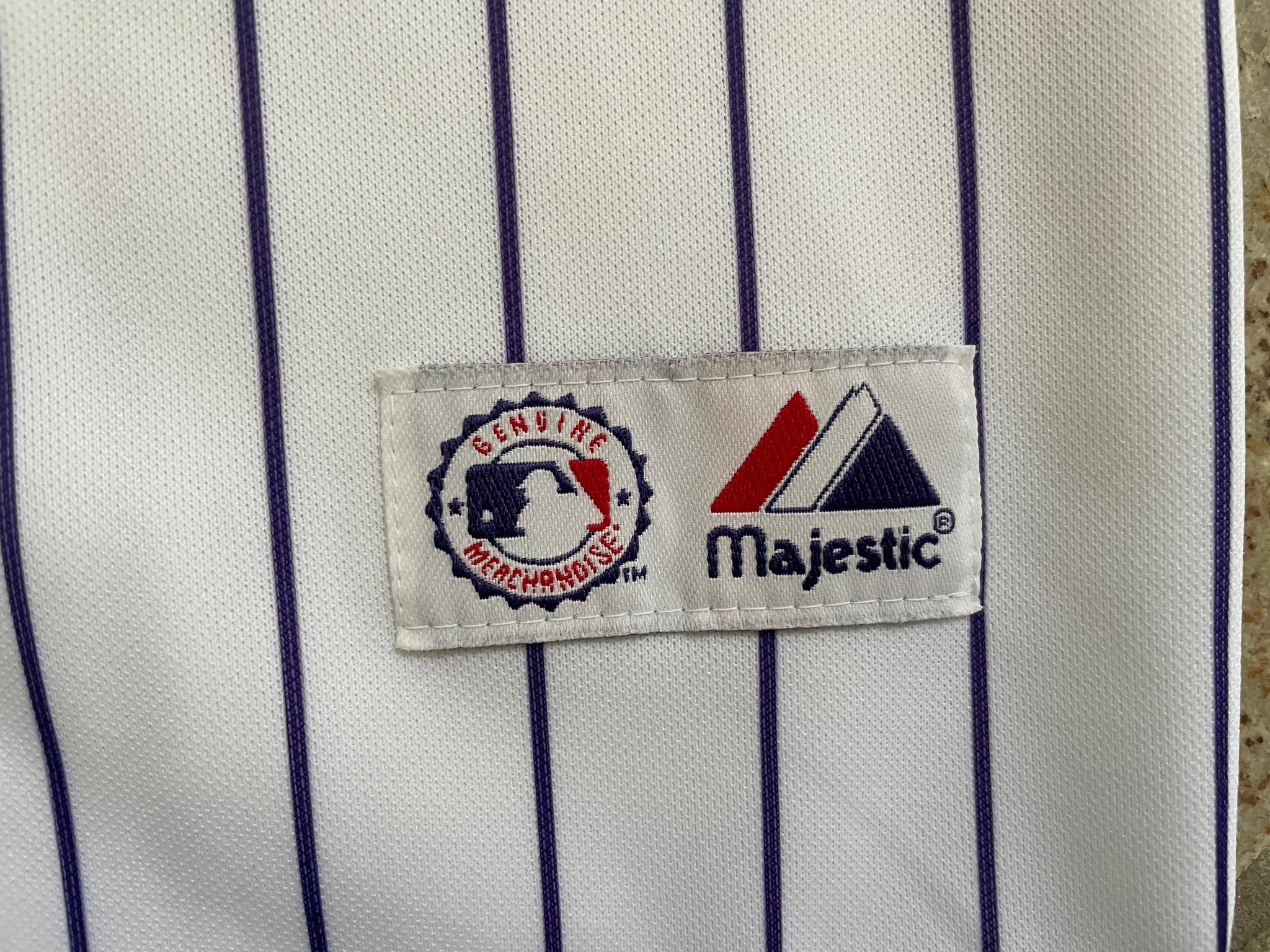 Majestic Colorado Rockies Todd Helton 17 Pinstripe Baseball Shirt